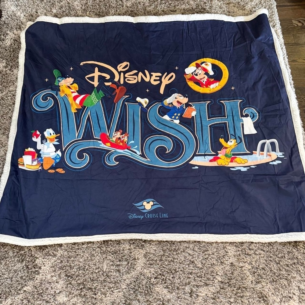 NEW Disney Wish Inaugural Sailing Sherpa Throw Blanket Disney Cruise Line 58x48